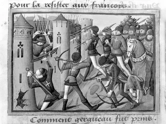 Pani Fr 5054 f.58v Oblężenie Jargeau, październik 1428, „Les Vigiles de Charles VII”, 1484